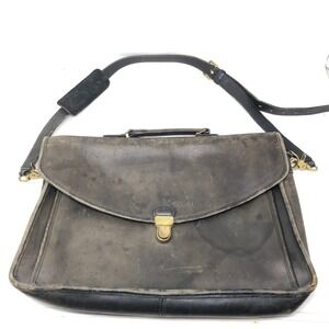 Vintage Coach Metro Bag Briefcase Black Leather Turn Lock Pre-1994 Worn